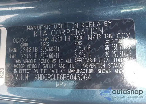 2023 Kia Niro Ex из США, поврежденный, VIN KNDCR3LE6P5045064